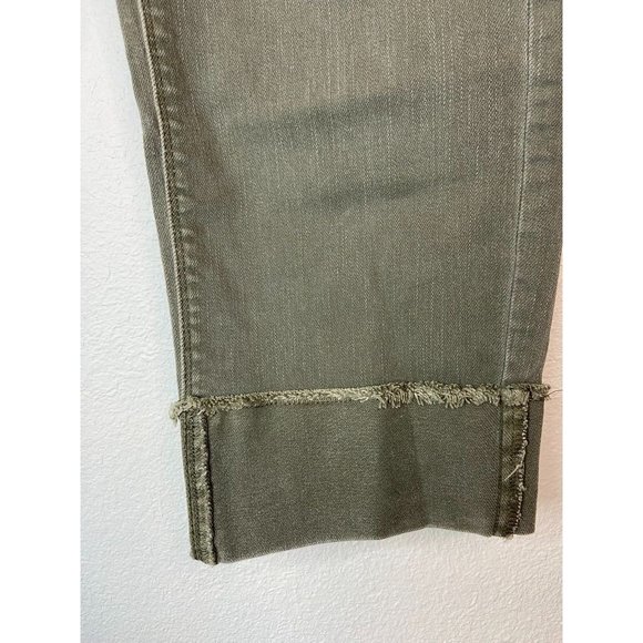 J. Jill denim women's 8 green authentic fit cropped stretch jeans casual cuffed - Picture 2 of 6